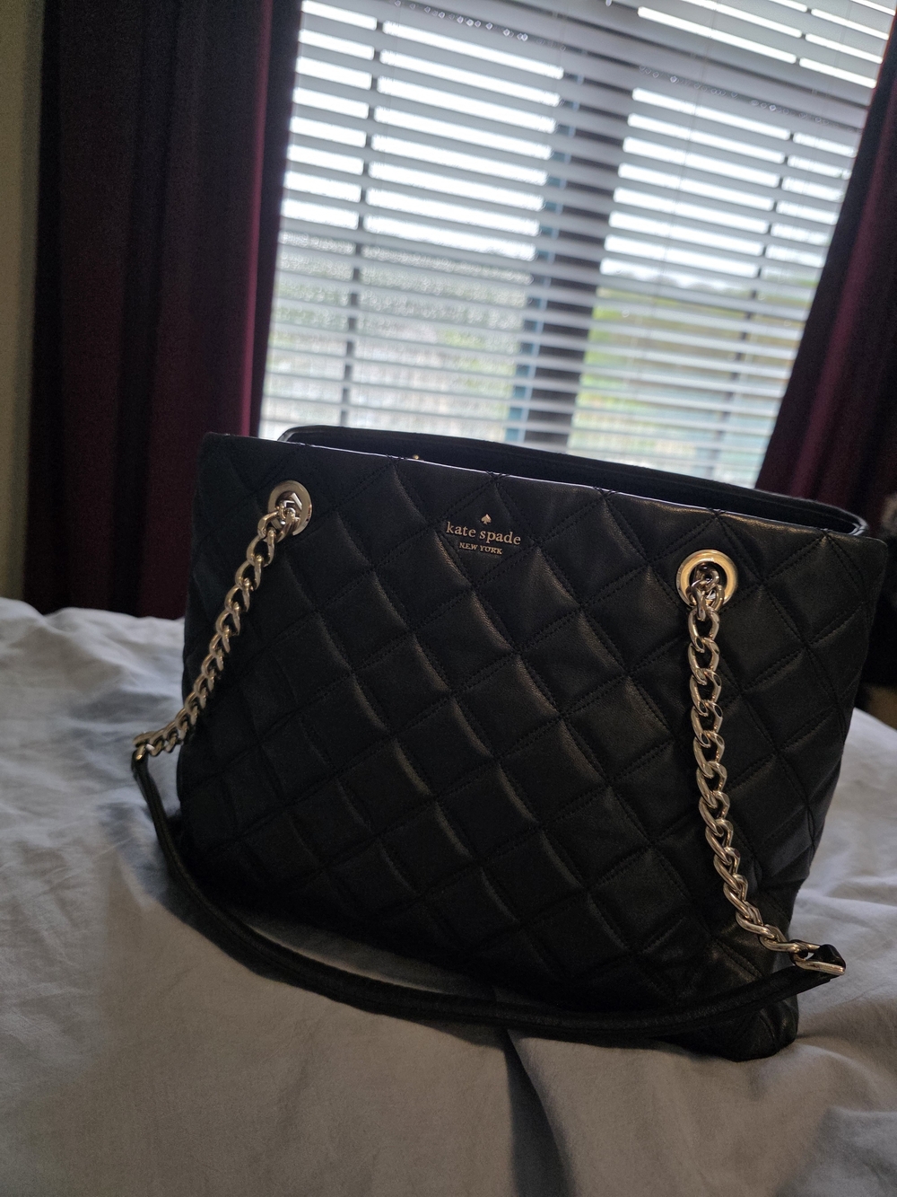 Kate Spade Quilted Black Chain-Handle Tote Bag